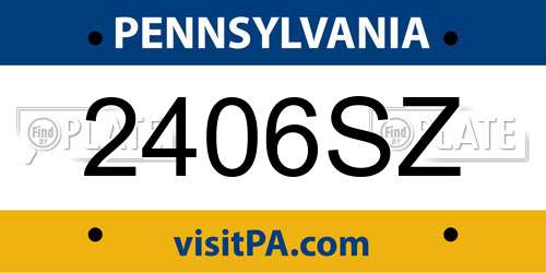 2406SZ Pennsylvania License Plate