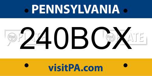 240BCX Pennsylvania License Plate