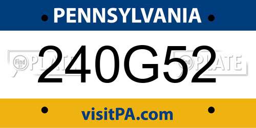 240G52 Pennsylvania License Plate