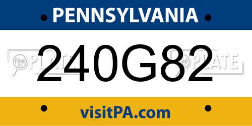 240G82 Pennsylvania License Plate