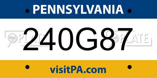 240G87 Pennsylvania License Plate