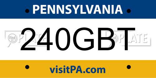 240GBT Pennsylvania License Plate