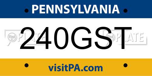 240GST Pennsylvania License Plate