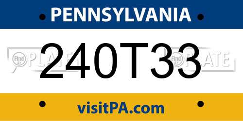 240T33 Pennsylvania License Plate