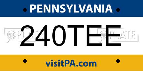 240TEE Pennsylvania License Plate