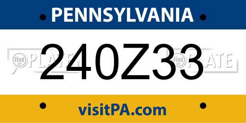 240Z33 Pennsylvania License Plate