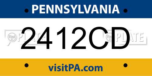 2412CD Pennsylvania License Plate