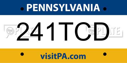 241TCD Pennsylvania License Plate