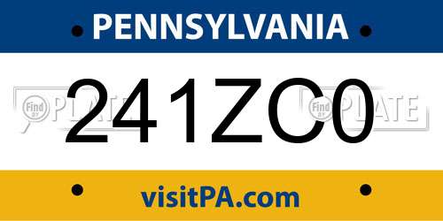 241ZC0 Pennsylvania License Plate