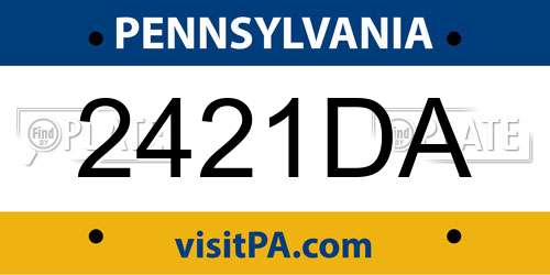 2421DA Pennsylvania License Plate