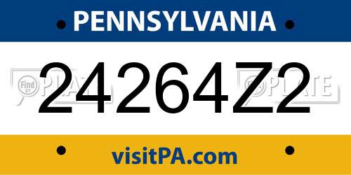 24264Z2 Pennsylvania License Plate