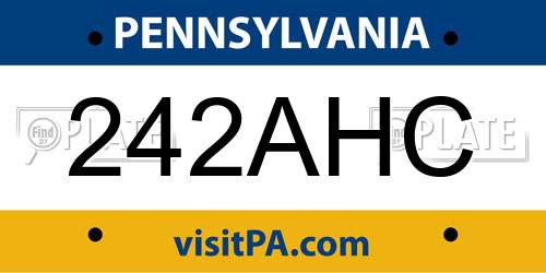 242AHC Pennsylvania License Plate