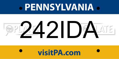 242IDA Pennsylvania License Plate