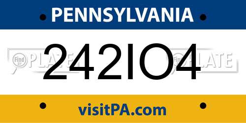 242IO4 Pennsylvania License Plate