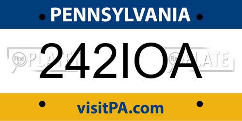 242IOA Pennsylvania License Plate