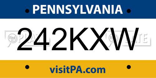 242KXW Pennsylvania License Plate