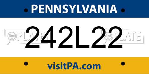 242L22 Pennsylvania License Plate