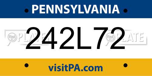 242L72 Pennsylvania License Plate