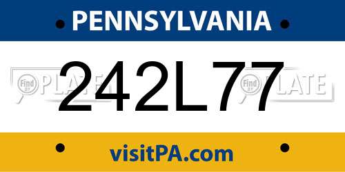 242L77 Pennsylvania License Plate