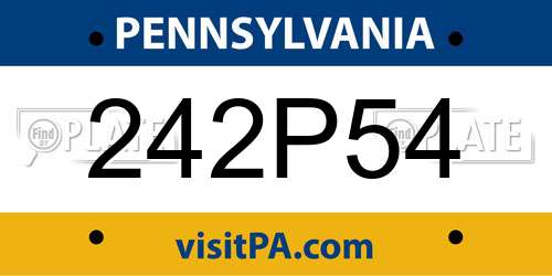 242P54 Pennsylvania License Plate