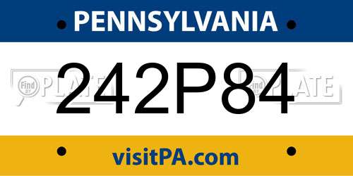 242P84 Pennsylvania License Plate