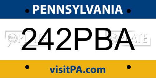 242PBA Pennsylvania License Plate