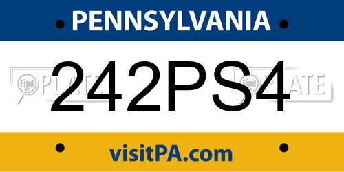 242PS4 Pennsylvania License Plate