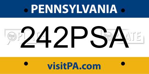 242PSA Pennsylvania License Plate