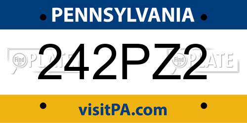 242PZ2 Pennsylvania License Plate