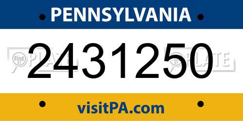 2431250 Pennsylvania License Plate