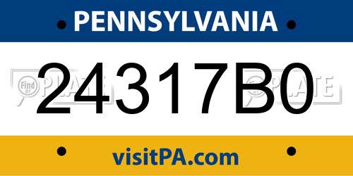24317B0 Pennsylvania License Plate