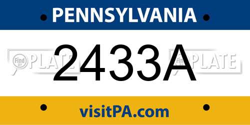 2433A Pennsylvania License Plate