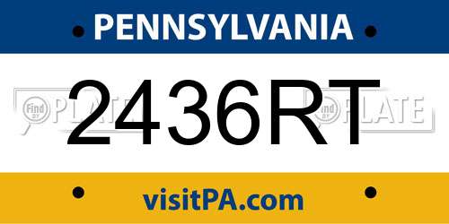 2436RT Pennsylvania License Plate