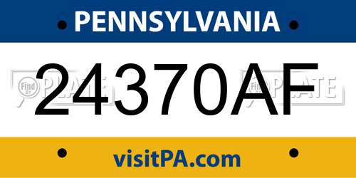 24370AF Pennsylvania License Plate