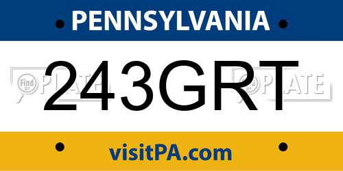 243GRT Pennsylvania License Plate