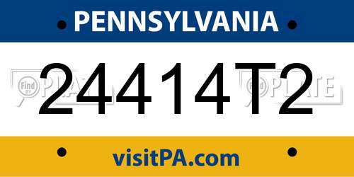 24414T2 Pennsylvania License Plate