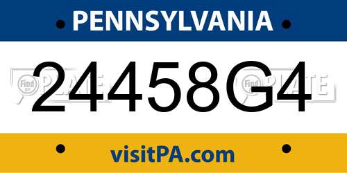 24458G4 Pennsylvania License Plate