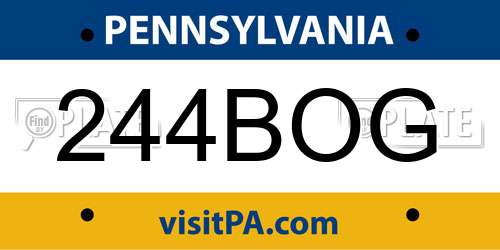 244BOG Pennsylvania License Plate