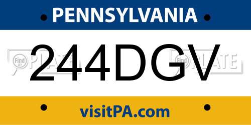 244DGV Pennsylvania License Plate