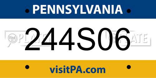 244S06 Pennsylvania License Plate
