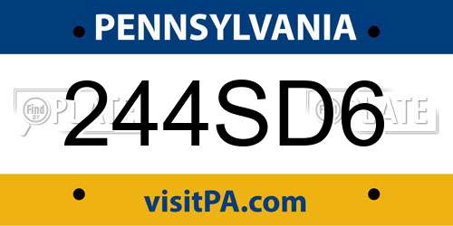 244SD6 Pennsylvania License Plate
