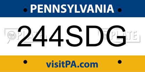 244SDG Pennsylvania License Plate