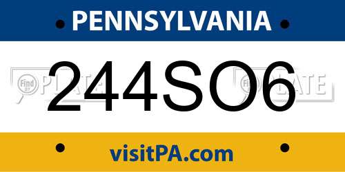 244SO6 Pennsylvania License Plate