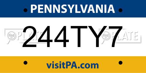 244TY7 Pennsylvania License Plate