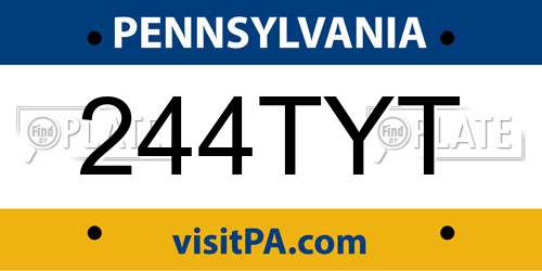 244TYT Pennsylvania License Plate