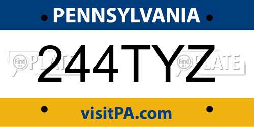 244TYZ Pennsylvania License Plate