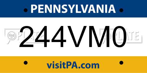 244VM0 Pennsylvania License Plate