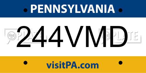 244VMD Pennsylvania License Plate