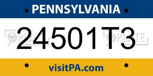24501T3 Pennsylvania License Plate