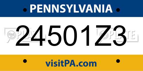 24501Z3 Pennsylvania License Plate
